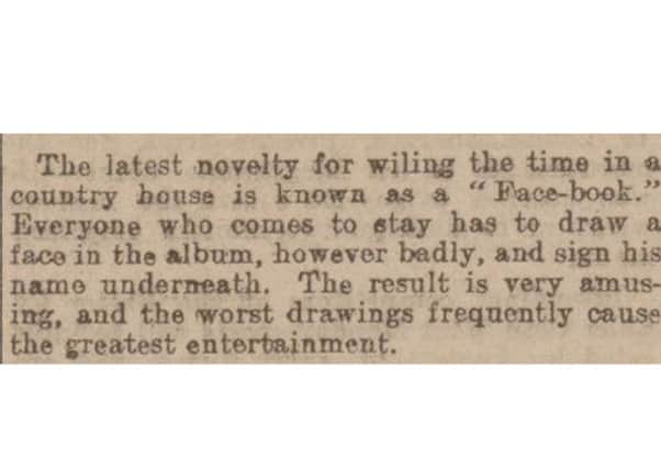 The reference to a 'Face-book' appears in this clipping from a 1902 Exeter newspaper. Picture: PA