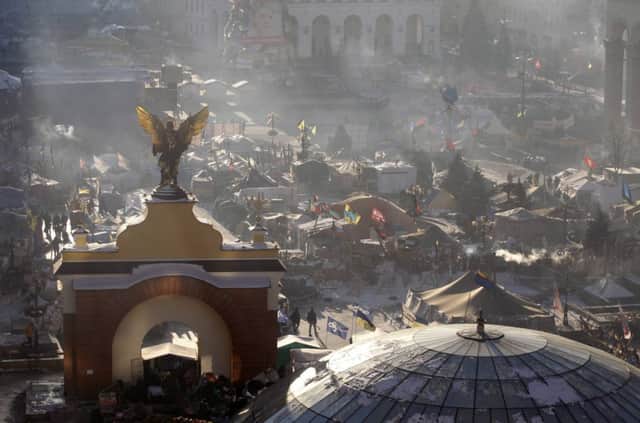 Demonstrators remain camped out in central Kiev. Picture: Reuters