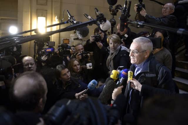 Alain Gauthier answers journalists questions outside the court in Paris. Picture: AFP/Getty