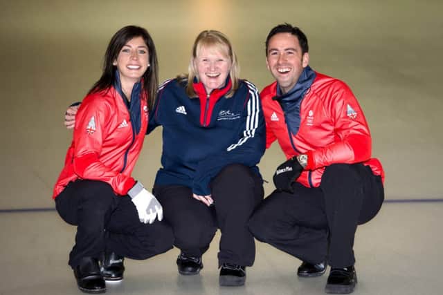 Eve Muirhead, left, Rhona Howie and David Murdoch can strike gold. Picture: SNS