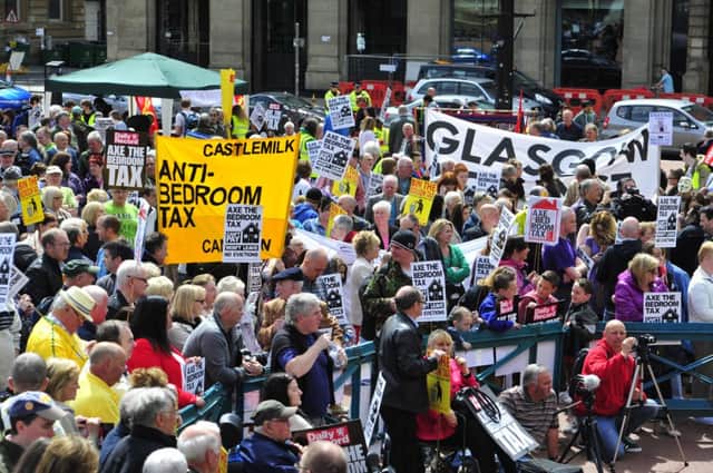 People in Glasgow protest the bedroom tax last year. Picture: Robert Perry