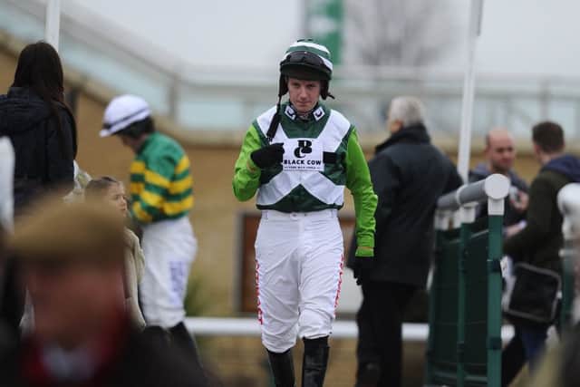 Rock On Rubys jockey Noel Fehily makes his way to the parade ring at Doncaster. Picture: Getty