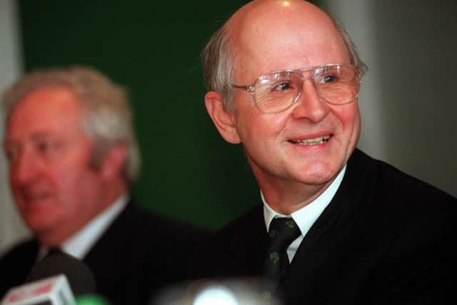 John Keane, Fergus McCann at the press conference to discuss Celtic's future after Tommy Burns departure. Picture: Allan Milligan