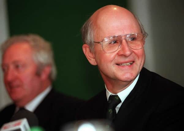 John Keane, Fergus McCann at the press conference to discuss Celtic's future after Tommy Burns departure. Picture: Allan Milligan