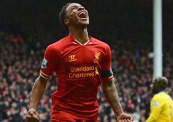 Raheem Sterling celebrates scoring Liverpool's fifth goal. Picture: Getty