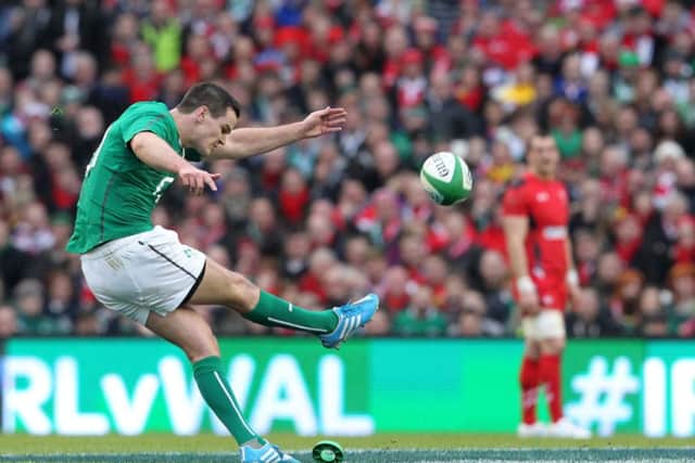 Ireland's Jonny Sexton kicks a penalty during the Six Nations match between Ireland and Wales at the Aviva Stadium in Dublin. Picture: Getty Images