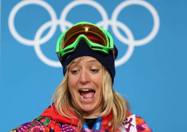 Jenny Jones celebrates after taking the bronze medal. Picture: Getty