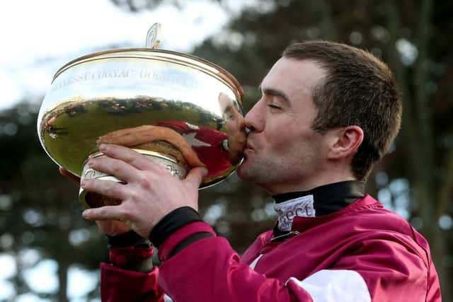Brian OConnell celebrates his success aboard Last Instalment. Picture: PA