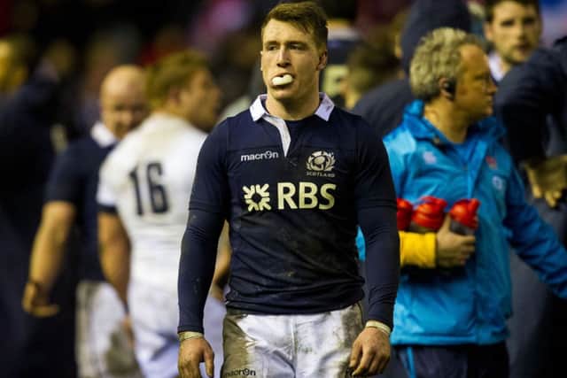 Scotland's Stuart Hogg dejected at full time. Picture: SNS