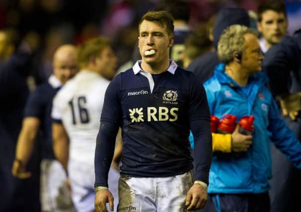 Scotland's Stuart Hogg dejected at full time. Picture: SNS