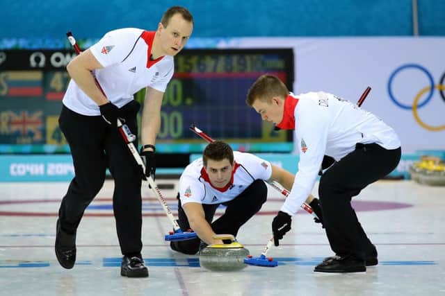 David Murdoch releases a stone during his team's win against Russia. Picture: Getty