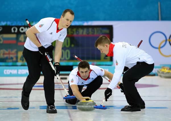 David Murdoch releases a stone during his team's win against Russia. Picture: Getty