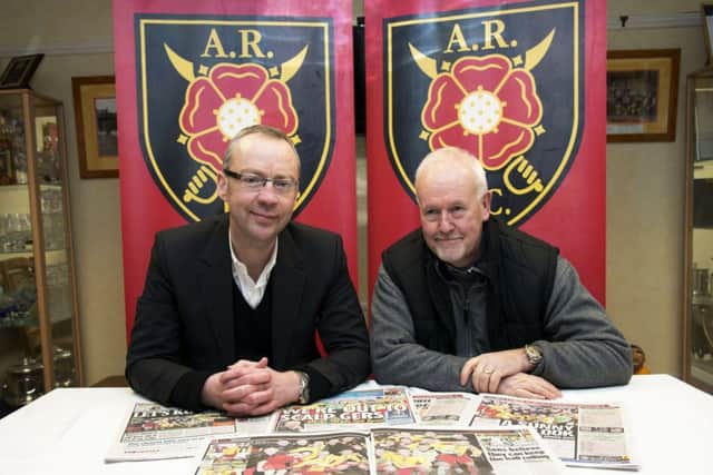 Chairman John Devlin, left, and chief executive Frank Meade savour the cup draw. Picture:  SNS