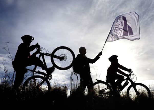 Cyclists and walkers get ready to celebrate the start of a series of John Muir Festival events. Picture: Colin Hattersley