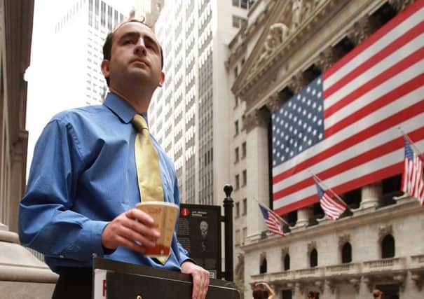 Anthony, a former financial analyst, protests outside of the New York Stock Exchange in 2008. Picture: Getty