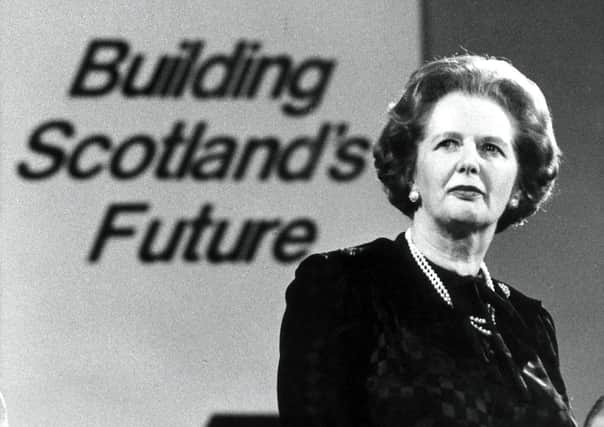 Margaret Thatcher at the Scottish Conservative Party Conference in 1986. Picture: TSPL