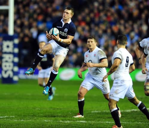 Scotland's Stuart Hogg takes a high ball.   Picture: Ian Rutherford