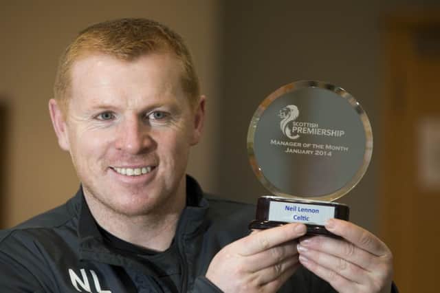 Neil Lennon picked up his manager of the month award for January and urged his team to finish the season unbeaten. Picture: PA
