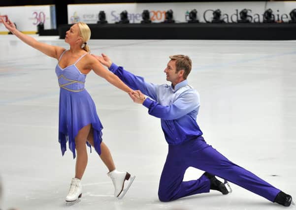Jayne Torvill and Christopher Dean perform their famous Bolero routine in Sarajevo last night. Picture: AFP