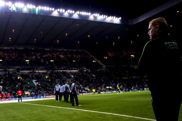 Champions League nights like this seasons clash with Barcelona have provided Neil Lennon with some welcome challenges but the domestic game has been less satisfactory. Photograph: Craig Williamson/SNS