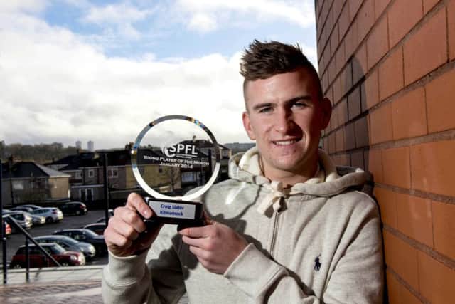 Kilmarnock star Craig Slater receives the SPFL Premiership Young Player of the Month award. Picture: SNS