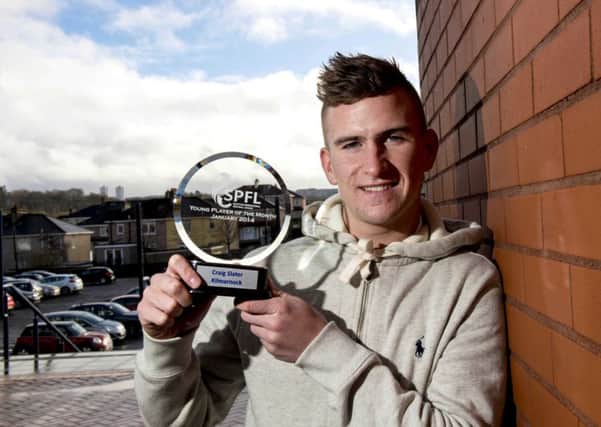 Kilmarnock star Craig Slater receives the SPFL Premiership Young Player of the Month award. Picture: SNS