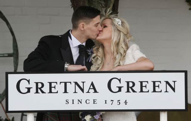 Valentine's Day wedding couple Siobhan and Mark Blincow. Picture: PA