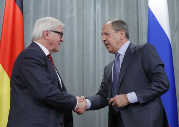 Sergei Lavrov, right, and FrankWalter Steinmeier meet in Moscow. Picture: Reuters