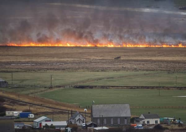 Large parts of wetland on fire in west Wales. Picture: Keith Morris