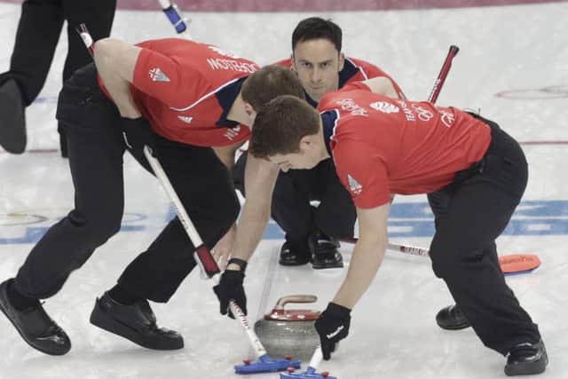 A focused David Murdoch, centre, against Denmark. Picture: Reuters
