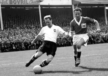 Sir Tom Finney, left, who died yesterday, in his Preston North End pomp. He played for the Deepdale club his whole career. Picture: PA