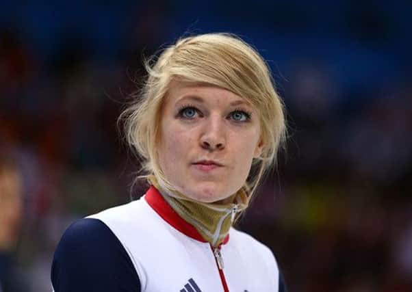 Elise Christie was disqualified after veering too far inside the track. Picture: Getty