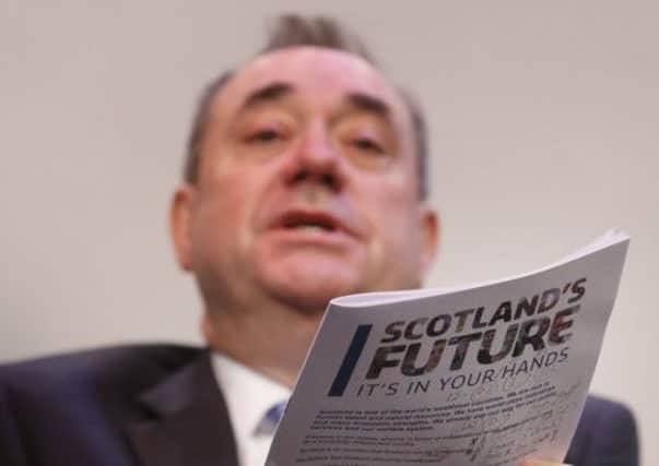 Alex Salmond during a question-and-answer session on Scotland's future at the Regal Community Theatre in Bathgate, Scotland. Picture: PA