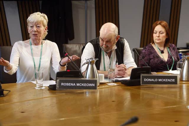 Rosena McKeown, Donald McKenzie and Audrey Barnett (R) have given evidence to the Welfare Reform Committee. Picture: Andrew Cowan