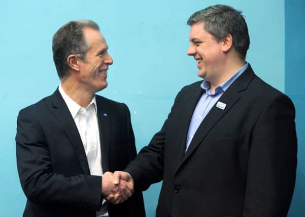 Blair Jenkins, Yes Scotland chief executive, and Blair McDougall, director of Better Together. Picture: Jane Barlow