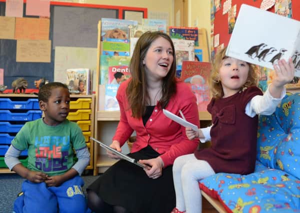 Aileen Campbell visited Busy Bees Nursery in Edinburgh. Picture: Neil Hanna
