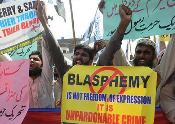 People in Pakistan protest mount a blasphemy protest. Picture: Getty