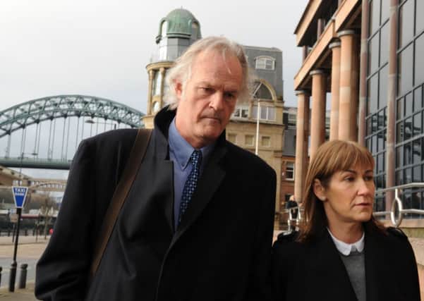 Former Casualty actor Clive Mantle, left, arrives at Newcastle Crown Court. Picture: PA