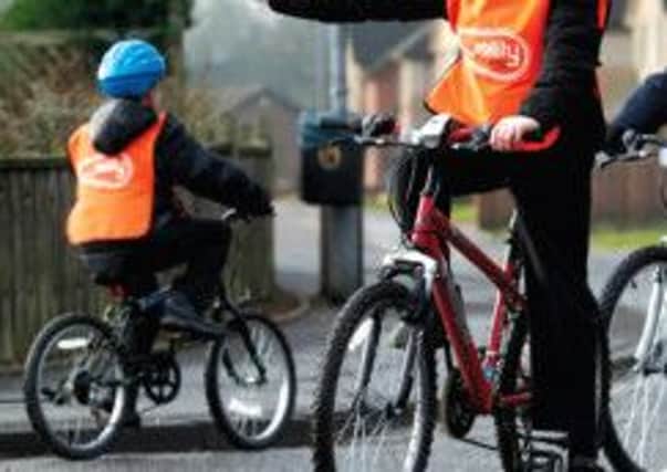 Children at Tinto Primary School in Biggar take part in Bikeability training. Picture: Contributed