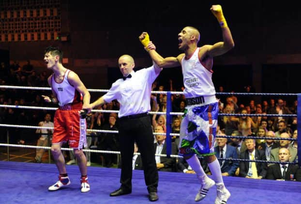Lochends Lewis Benson, right, gets the verdict at last years amateur championship. Picture: Jane Barlow