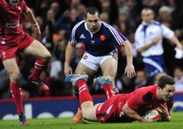 George North scores the first try for Wales in their record win over France on Friday. Picture: Getty