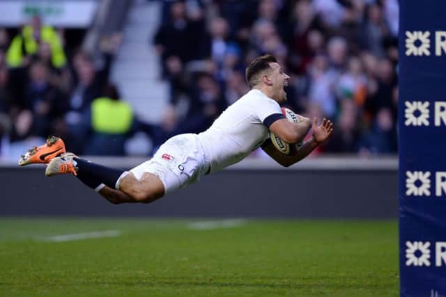 England's Danny Care dives over to score what would be the winning try. Picture: PA