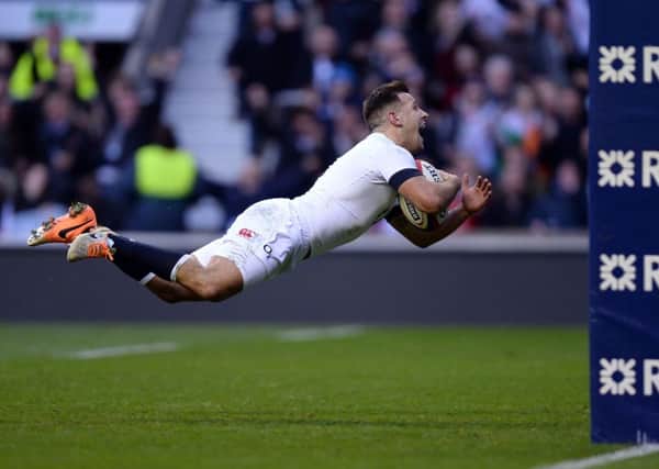 England's Danny Care dives over to score what would be the winning try. Picture: PA
