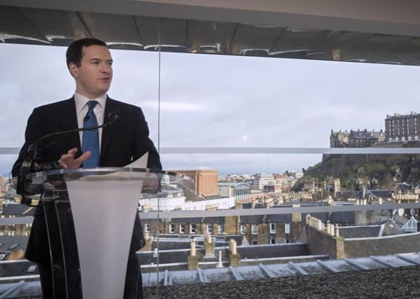 George Osborne addresses the media in Edinburgh. Picture: Getty