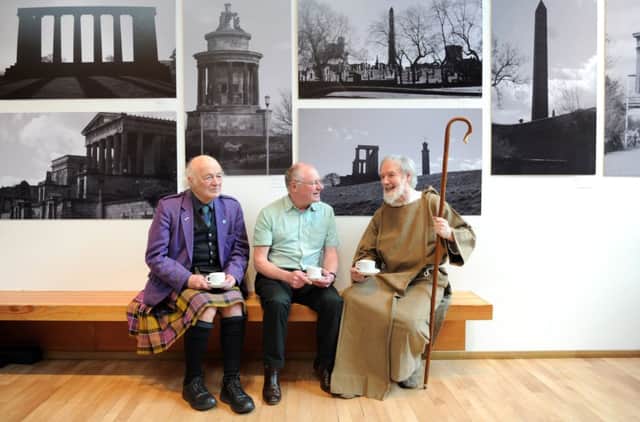 Dr David Stevenson, left, Dennis Canavan, and John Shedden help launch Christians For Independence in Edinburgh. Picture: Jane Barlow