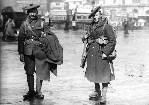 Scottish soldiers return home from France in 1917. Picture: Getty