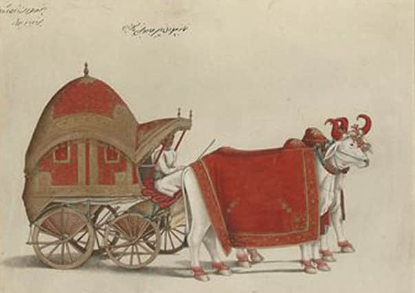 A painting of a bullock-drawn carriage of Prince Mirza Babur expected to fetch up to 30,000 pounds. Picture: Christies