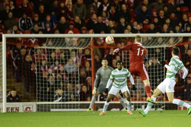 Aberdeen's Jonny Hayes opens the scoring with a glorious long-range strike. Picture: SNS