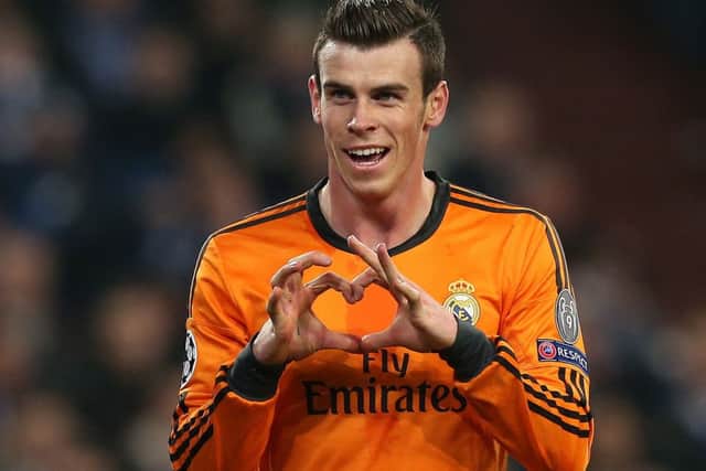 Gareth Bale celebrates scoring Real Madrid's second goal against Schalke. Picture: AFP/Getty.