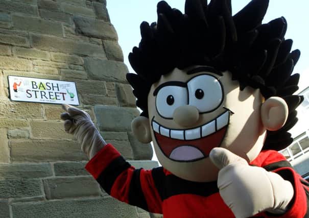 Dennis the Menace on Bash Street in Dundee's Marketgait yesterday. Picture: PA